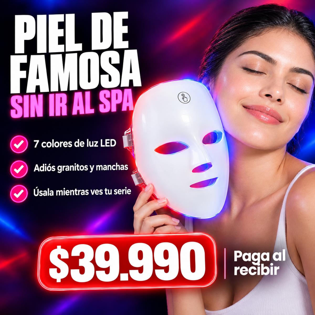 Máscara LED Facial 7 Colores — Tu Spa de Belleza en Casa