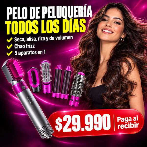 Cepillo Secador 5 en 1 — Seca, Alisa, Riza y Da Volumen